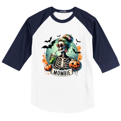 Mombie Zombie Spooky Mama Retro Baseball Sleeve Shirt