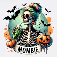 Mombie Zombie Spooky Mama Retro Garment-Dyed Sweatshirt