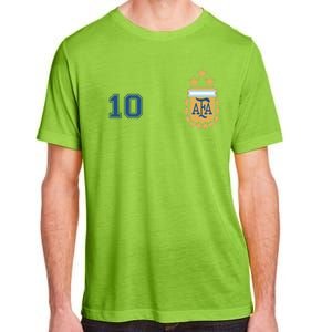 Number 10 Argentina Soccer Jersey Argentinian Football 3 Star Logo Adult ChromaSoft Performance T-Shirt