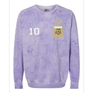 Number 10 Argentina Soccer Jersey Argentinian Football 3 Star Logo Colorblast Crewneck Sweatshirt