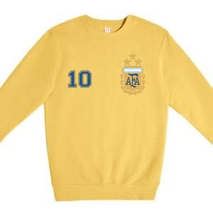 Number 10 Argentina Soccer Jersey Argentinian Football 3 Star Logo Premium Crewneck Sweatshirt