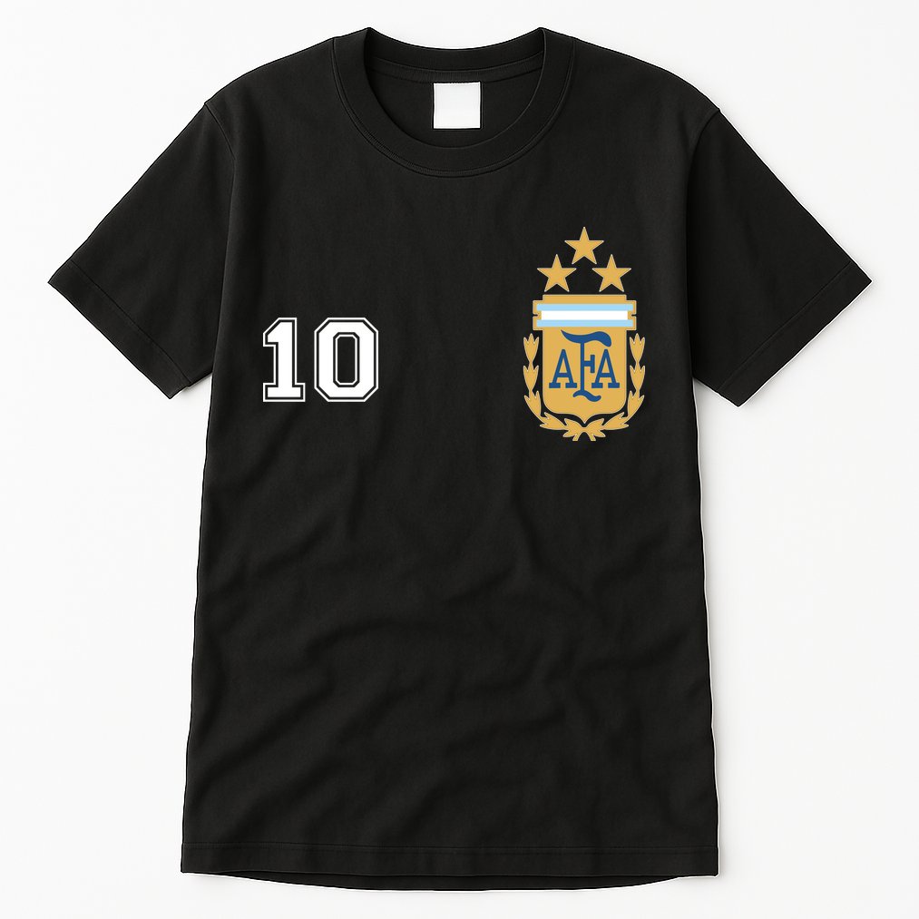 Number 10 Argentina Soccer Jersey Argentinian Football 3 Star Logo Tall T-Shirt