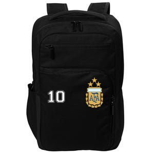 Number 10 Argentina Soccer Jersey Argentinian Football 3 Star Logo Impact Tech Backpack