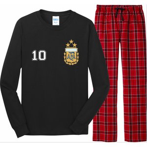 Number 10 Argentina Soccer Jersey Argentinian Football 3 Star Logo Long Sleeve Pajama Set