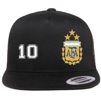 Number 10 Argentina Soccer Jersey Argentinian Football 3 Star Logo Flatbill Hat