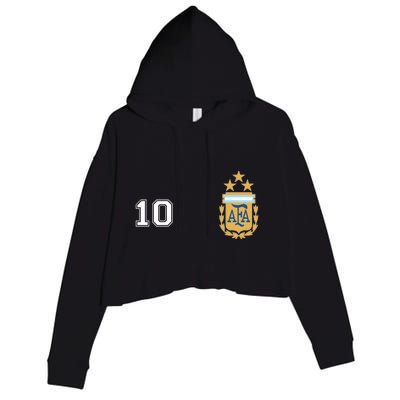 Number 10 Argentina Soccer Jersey Argentinian Football 3 Star Logo Crop Fleece Hoodie