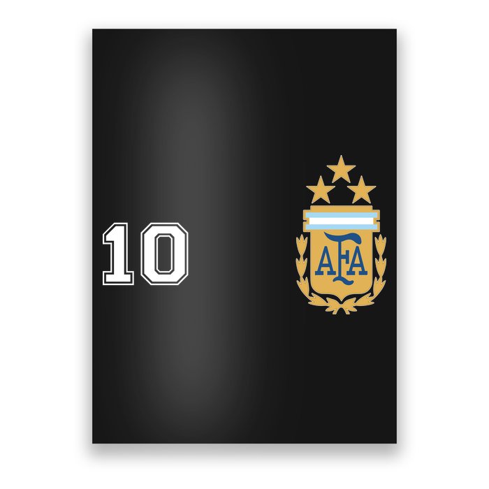 Number 10 Argentina Soccer Jersey Argentinian Football 3 Star Logo Poster