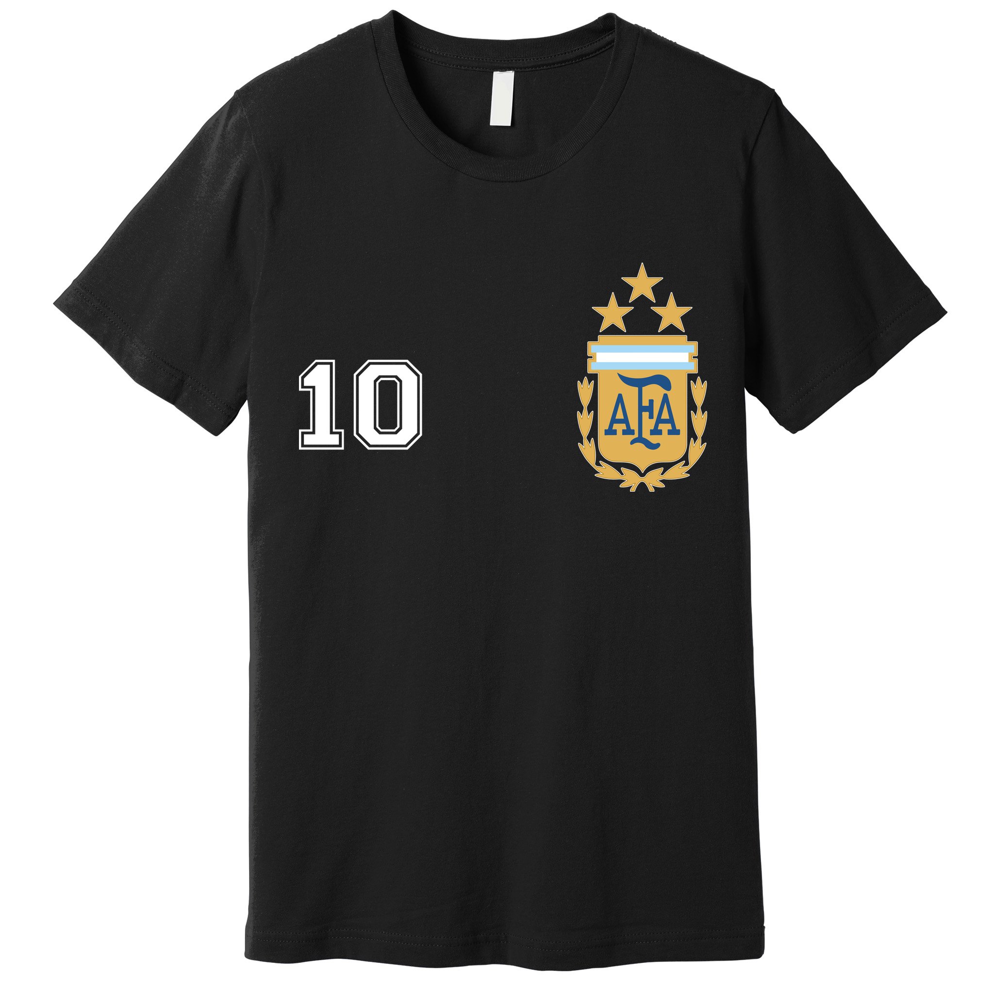 Number 10 Argentina Soccer Jersey Argentinian Football 3 Star Logo Premium T-Shirt