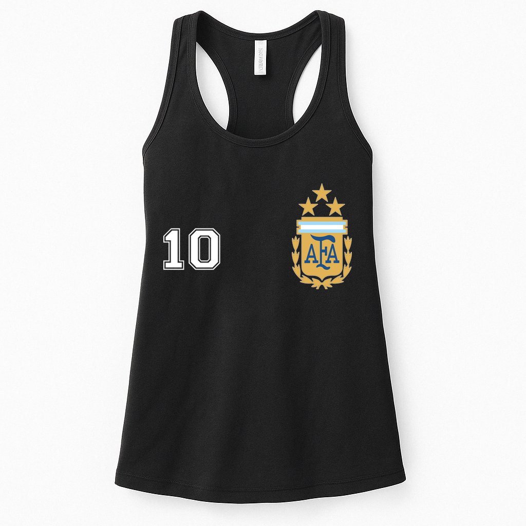 Number 10 Argentina Soccer Jersey Argentinian Football 3 Star Logo Womens Tank Top