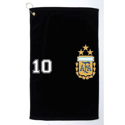 Number 10 Argentina Soccer Jersey Argentinian Football 3 Star Logo Golf Towel