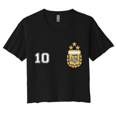 Number 10 Argentina Soccer Jersey Argentinian Football 3 Star Logo Crop Top