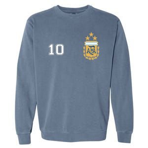 Number 10 Argentina Soccer Jersey Argentinian Football 3 Star Logo Garment-Dyed Sweatshirt