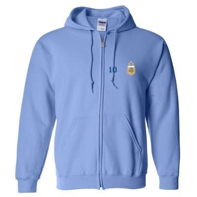 Number 10 Argentina Soccer Jersey Argentinian Football 3 Star Logo Full Zip Hoodie