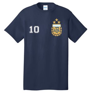 Number 10 Argentina Soccer Jersey Argentinian Football 3 Star Logo Tall T-Shirt