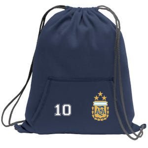 Number 10 Argentina Soccer Jersey Argentinian Football 3 Star Logo Sweatshirt Cinch Pack Bag