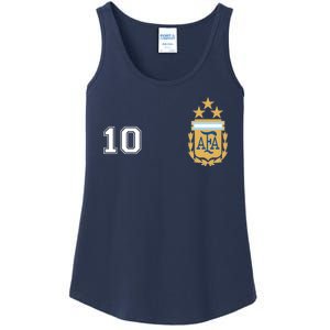 Number 10 Argentina Soccer Jersey Argentinian Football 3 Star Logo Ladies Essential Tank