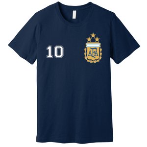 Number 10 Argentina Soccer Jersey Argentinian Football 3 Star Logo Premium T-Shirt