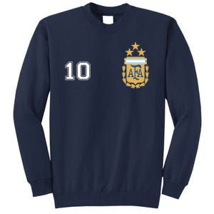 Number 10 Argentina Soccer Jersey Argentinian Football 3 Star Logo Tall Sweatshirt