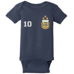 Number 10 Argentina Soccer Jersey Argentinian Football 3 Star Logo Baby Bodysuit