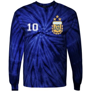 Number 10 Argentina Soccer Jersey Argentinian Football 3 Star Logo Tie-Dye Long Sleeve Shirt