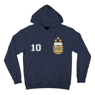 Number 10 Argentina Soccer Jersey Argentinian Football 3 Star Logo Tall Hoodie