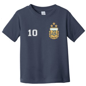 Number 10 Argentina Soccer Jersey Argentinian Football 3 Star Logo Toddler T-Shirt