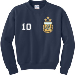 Number 10 Argentina Soccer Jersey Argentinian Football 3 Star Logo Kids Sweatshirt