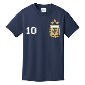 Number 10 Argentina Soccer Jersey Argentinian Football 3 Star Logo Kids T-Shirt