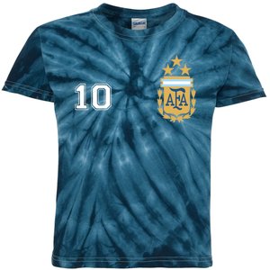 Number 10 Argentina Soccer Jersey Argentinian Football 3 Star Logo Kids Tie-Dye T-Shirt