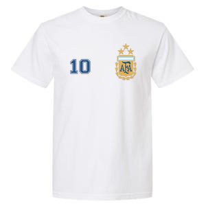 Number 10 Argentina Soccer Jersey Argentinian Football 3 Star Logo Garment-Dyed Heavyweight T-Shirt