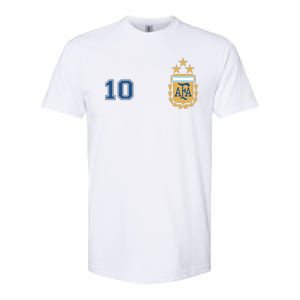 Number 10 Argentina Soccer Jersey Argentinian Football 3 Star Logo Softstyle CVC T-Shirt