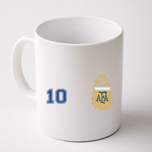 Number 10 Argentina Soccer Jersey Argentinian Football 3 Star Logo Coffee Mug