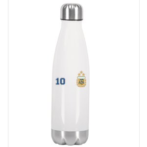 Number 10 Argentina Soccer Jersey Argentinian Football 3 Star Logo Stainless Steel Insulated Water Bottle