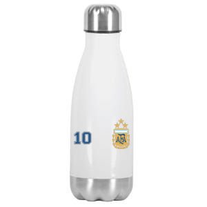 Number 10 Argentina Soccer Jersey Argentinian Football 3 Star Logo Stainless Steel Insulated Water Bottle