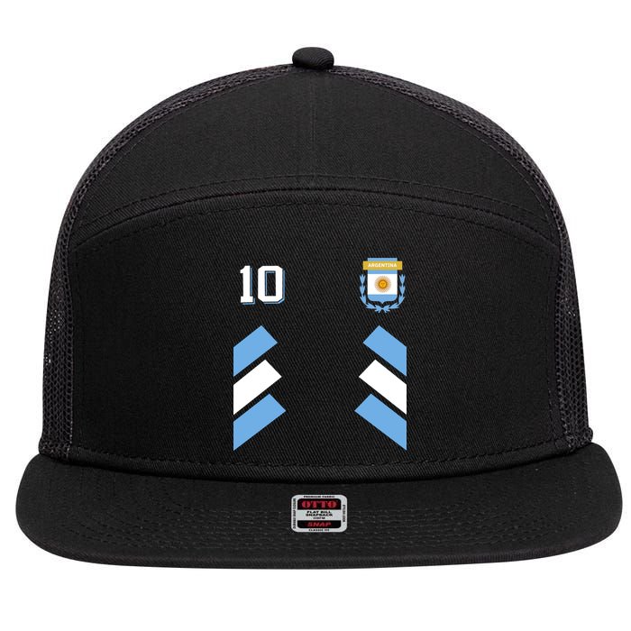 Number 10 Argentina Soccer Jersey Argentinian Football 7 Panel Mesh Trucker Snapback Hat