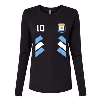 Number 10 Argentina Soccer Jersey Argentinian Football Womens Cotton Relaxed Long Sleeve T-Shirt