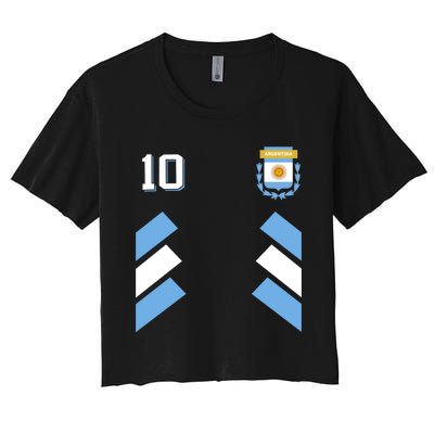 Number 10 Argentina Soccer Jersey Argentinian Football Women's Crop Top Tee