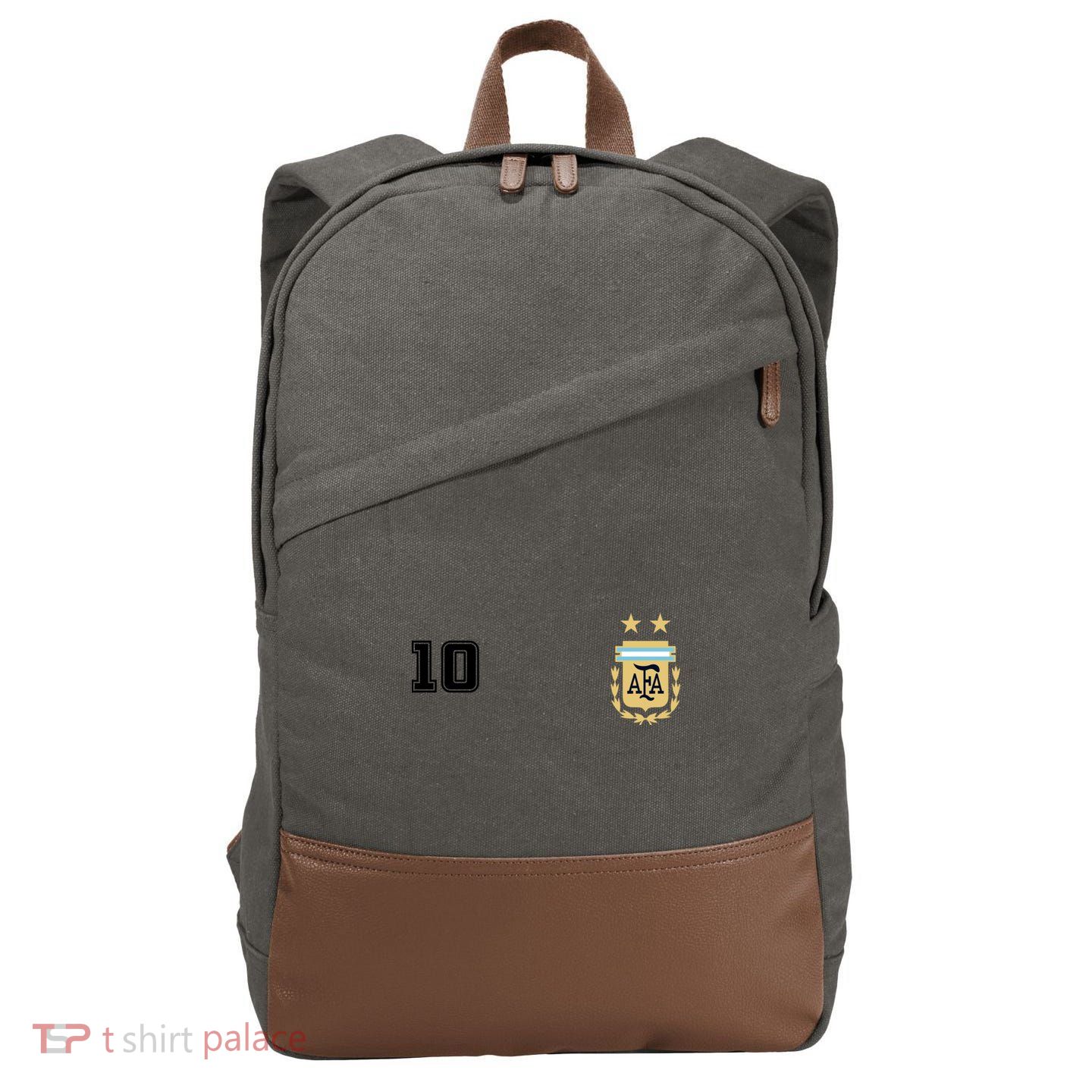 Number 10 Argentina Soccer Jersey Argentinian Football Cotton Canvas Backpack