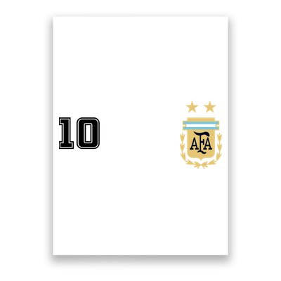 Number 10 Argentina Soccer Jersey Argentinian Football Poster