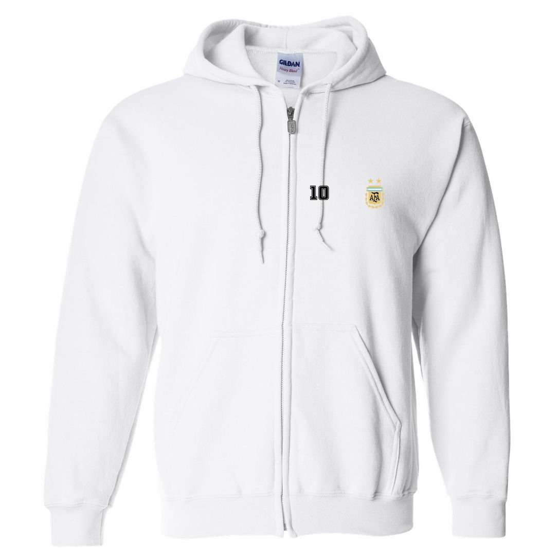 Number 10 Argentina Soccer Jersey Argentinian Football Full Zip Hoodie