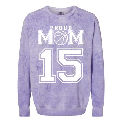 Number 15 Custom Proud Basketball Mom Personalized Meaningful Gift Colorblast Crewneck Sweatshirt