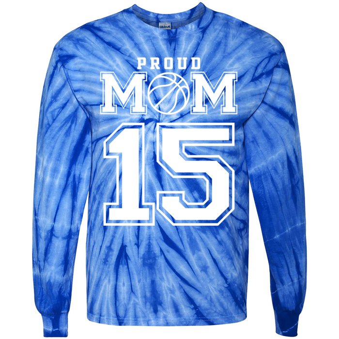 Number 15 Custom Proud Basketball Mom Personalized Meaningful Gift Tie-Dye Long Sleeve Shirt