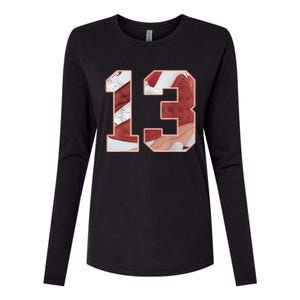 Number 13 Dune Red 13s Matching Womens Cotton Relaxed Long Sleeve T-Shirt