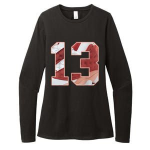 Number 13 Dune Red 13s Matching Womens CVC Long Sleeve Shirt