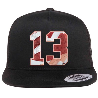 Number 13 Dune Red 13s Matching Flat Bill Trucker Hat