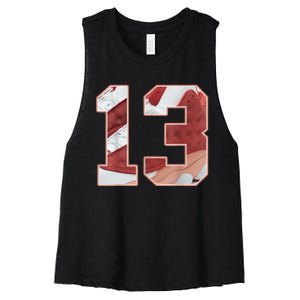 Number 13 Dune Red 13s Matching Women's Racerback Cropped Tank