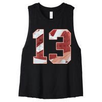 Number 13 Dune Red 13s Matching Women's Racerback Cropped Tank