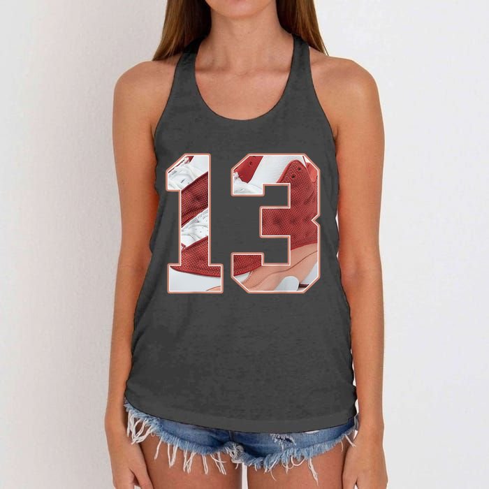 Number 13 Dune Red 13s Matching Women's Knotted Racerback Tank