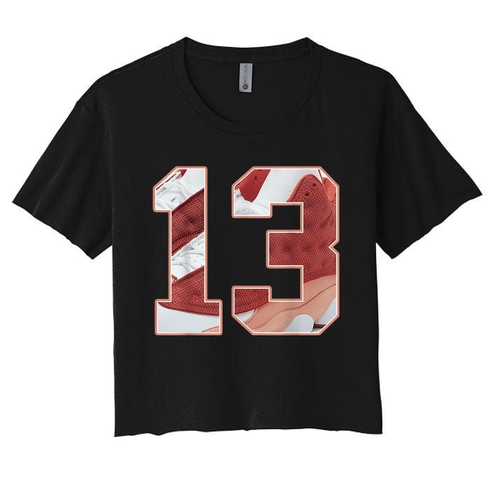 Number 13 Dune Red 13s Matching Women's Crop Top Tee