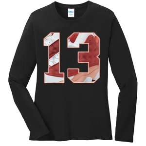 Number 13 Dune Red 13s Matching Ladies Long Sleeve Shirt